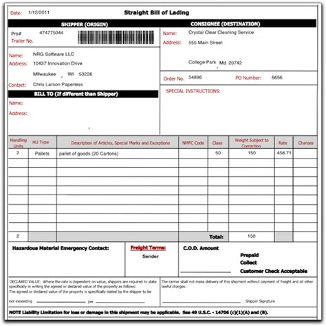 Learn how a bill of lading document works in the import / export process. CONWAY FREIGHT BILL OF LADING PDF