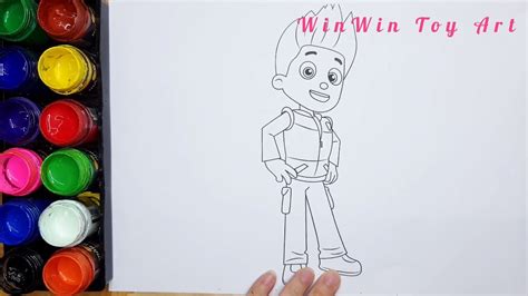 How To Draw And Color Ryder Rescue Dog Paw Patrol Youtube