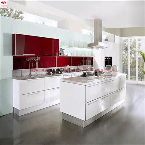 High Gloss Stainless Steel White Outdoor Kitchen Cabinets With Island