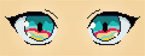 Premium Vector Pixel Art Anime Eyes Character Colorful Illustration