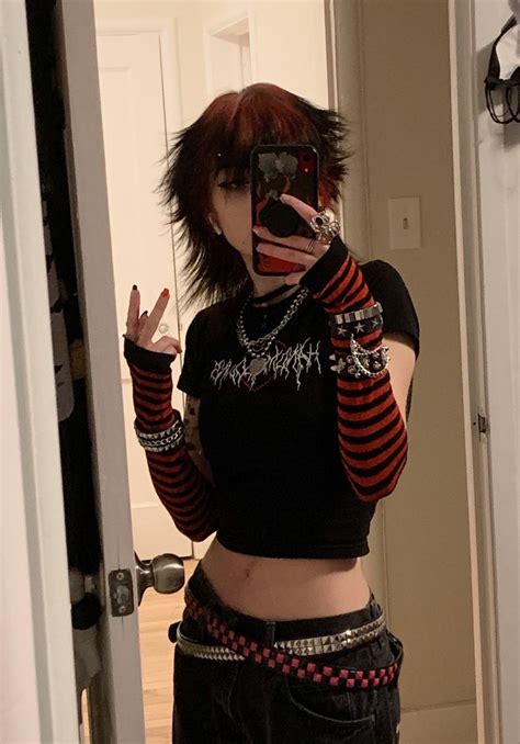 Girl Wearing Red And Black Emo Fashion Alt Outfits Scene Outfits Swaggy Outfits Edgy Outfits