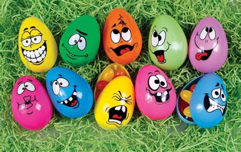 Easter Decorations Fillable Eggs Set Of 10 Crazy Funny Faces Kid Fun