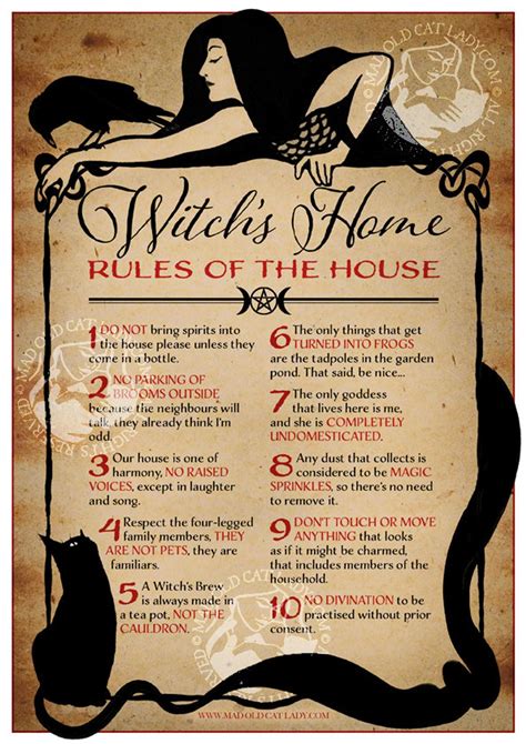 Witchs Home Rules Of The House A4 Art Print Etsy Uk Witch Spell