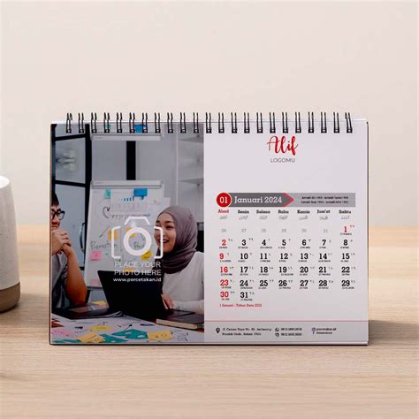 12 Template Desain Kalender Meja 2024 Lima Warna Offset Printing