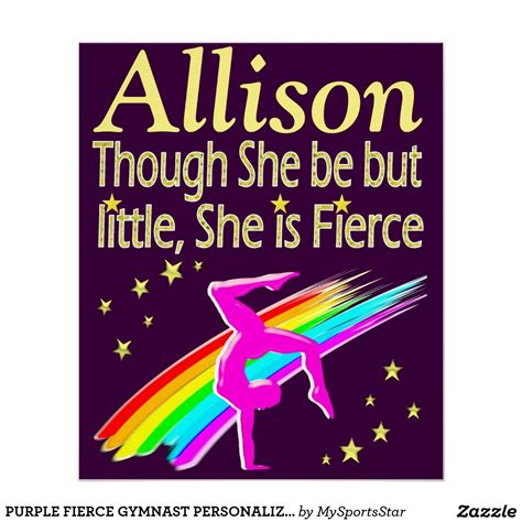 Purple Fierce Gymnast Personalized Poster Calling All Gymnasts Enjoy