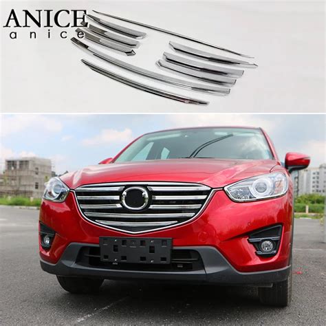 Fit For Mazda Cx 5 Cx5 2016 Chrome Front Mesh Grille Grill Cover Trim