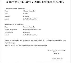 1 (satu) lembar bandar lampung, 06 desember 2011 perihal : Format Dan Contoh Surat Izin Orang Tua Yang Baik Dan Benar Update