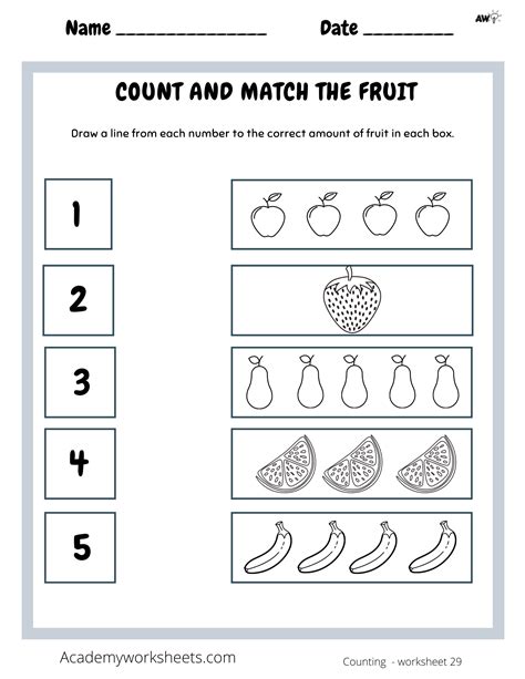 Matching Numbers 1-5 Worksheets