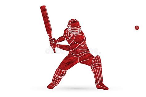 Cricket Batsman Sport Player Action Cartoon Graphiccricket Bowler Sport