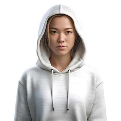 Premium Psd Portrait Of A Beautiful Young Woman In A White Hoodie