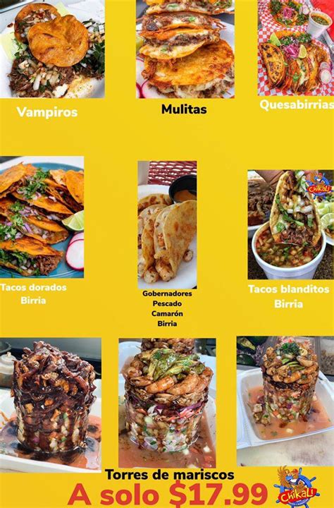 Menu At Mariscos Y Tacos Chikali Restaurant Tulare