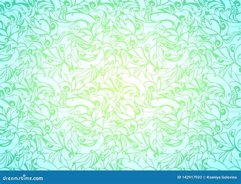 Vintage Lime Green Background With Floral Elements Stock Vector