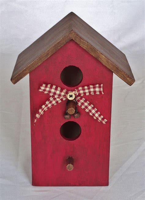 Hand Painted Rustic Country Indoor Bird House Decoration Etsy Bird