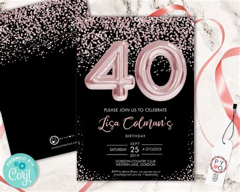 Free Printable 40th Birthday Invitation Templates 40t