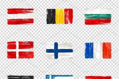 Ad European Grunge Flags Vector Set By Vecster On Creativemarket