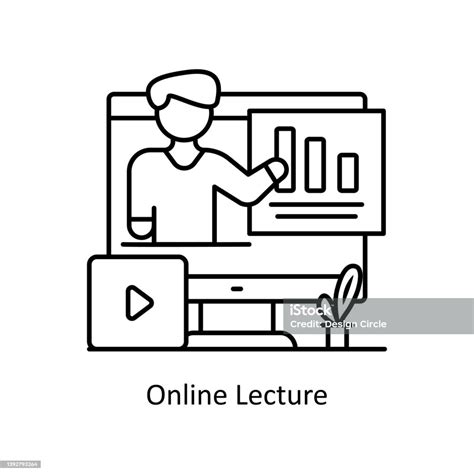 Onlinevorlesung Vektor Outline Icon Design Illustration Trainingssymbol