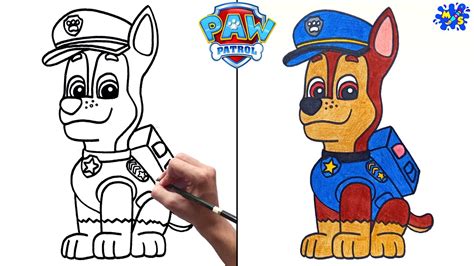 How To Draw Chase From Paw Patrol Easy Step By Step Youtube