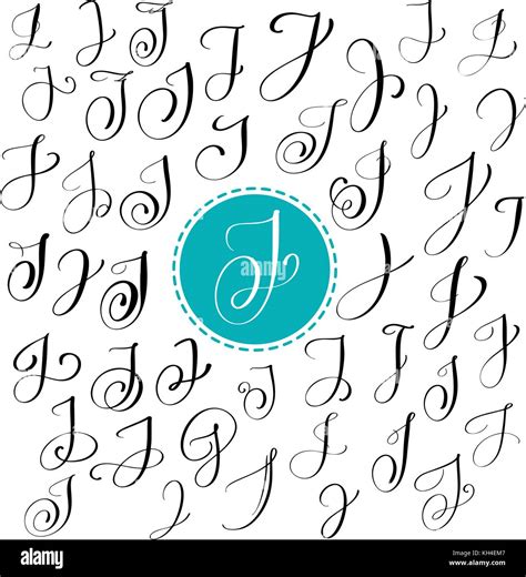 Set Of Hand Drawn Vector Calligraphy Letter J Script Font Isolated