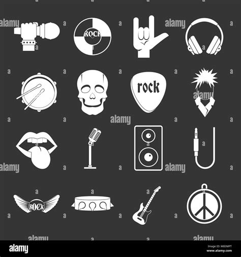 Rock Music Icons Set Grey Vector Stock Vector Image And Art Alamy
