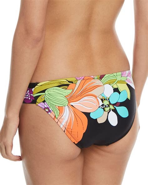 Trina Turk Bouquet Floral Print Shirred Side Hipster Swim Bikini Bottoms