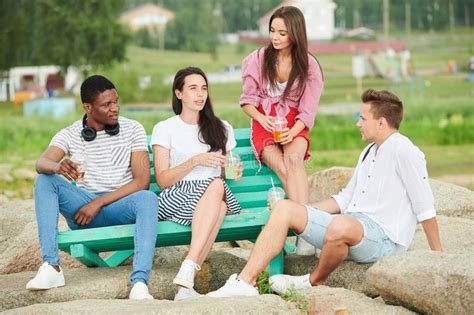 Teenagers Sitting Outdoors Stock Image Image Of Women 123573075