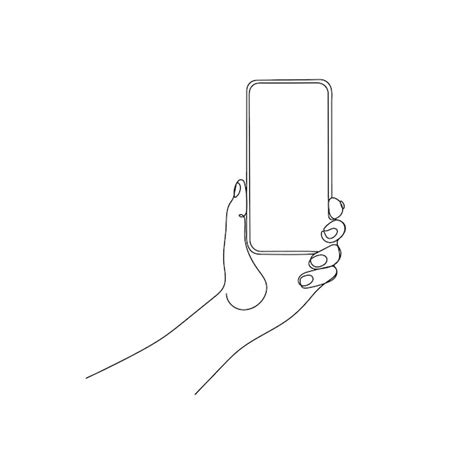 Premium Vector Hand Holding Phone Smartphone One Line Art Person