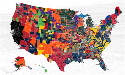 Nfl Fan Map Where Are Your Teams Followers Nfl Fans Map Nfl