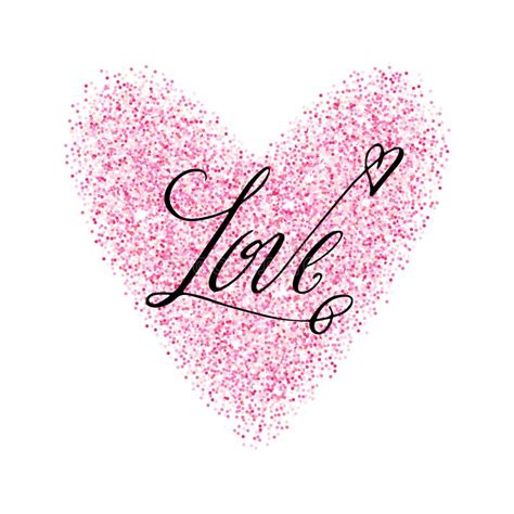 Love Valentine`s Day Glitter Heart Greeting Card Stock Vector