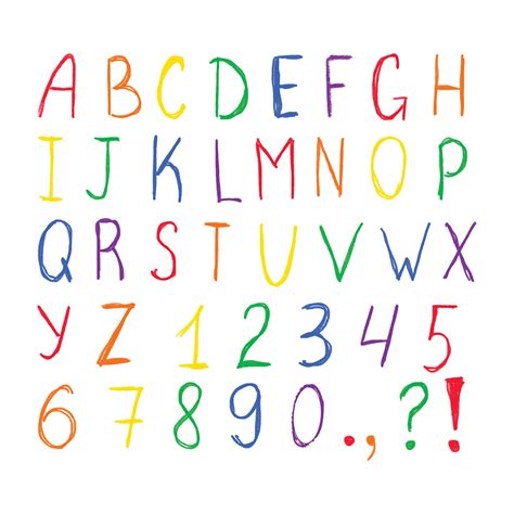 Crayon Color Pencil Alphabet Font Bright Rainbow Colored Alphabet
