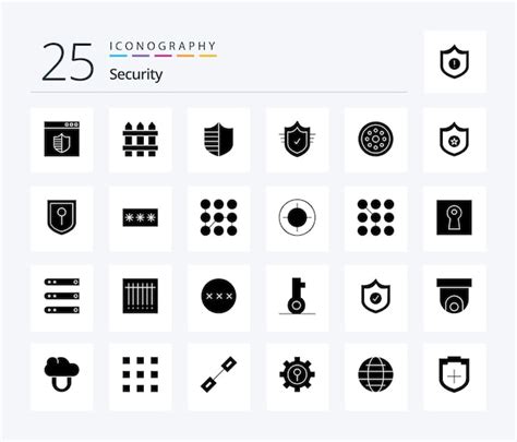 Paquete De íconos Security 25 Solid Glyph Que Incluye Verificación