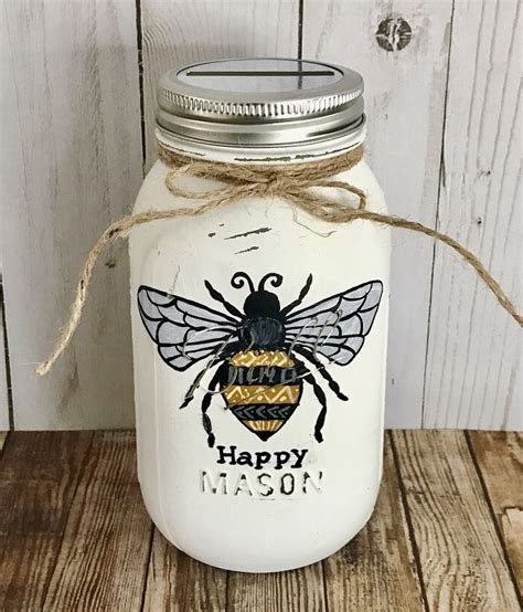 Bumble Bee Mason Jar Bee Happy Bank Bedroom Decor Birthday Etsy