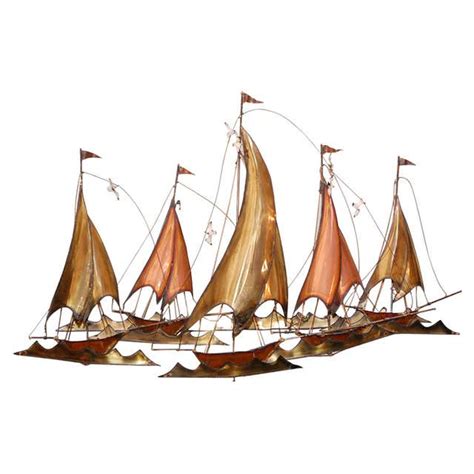 Metal Sailboats Wall Sculpture By Curtis Jere At 1stdibs