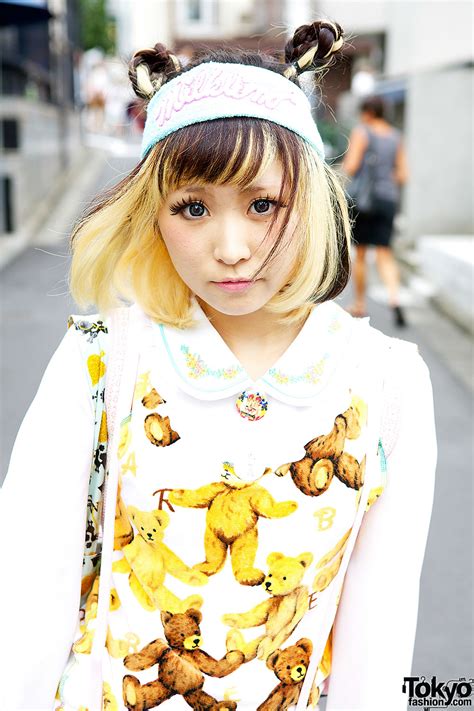 two tone hairstyle kawaii teddy bears and resale fashion in harajuku tokyo fashion
