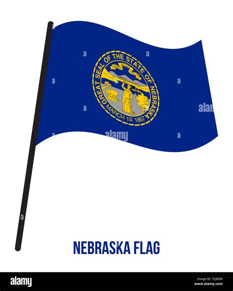 Nebraska Us State Flag Waving Vector Illustration On White
