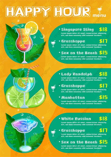 Happy Hour Menu Happy Hour Drinks White Drinks Fancy Drinks List