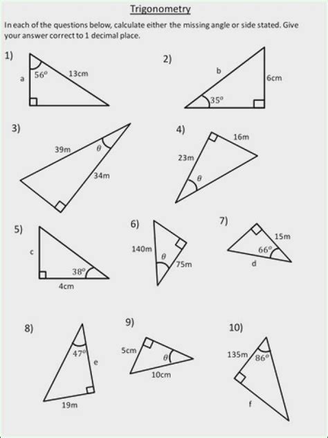 In the right triangle shown below, find the six trigonometric ratios of the angle θ. Trig Ratios Worksheet Free Sure in 2020 | Trigonometry worksheets, Trigonometry, Right triangle