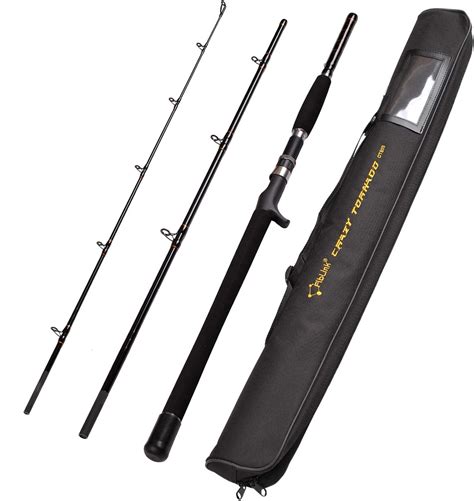 Fiblink Portable Saltwater 3 Piece Travel Graphite Heavy Boat Rod