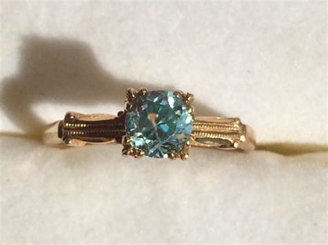 Vintage Blue Topaz Ring In 10k Gold Filigree Setting Sky Blue Topaz