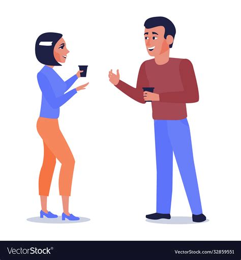 Cartoon Color Characters People Couple Talk Vector Image