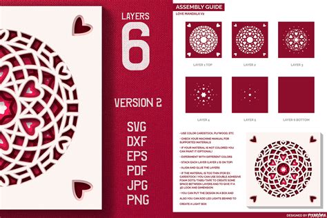 Download Layered 3D Love Mandala SVG Cut File By Pixaroma ...