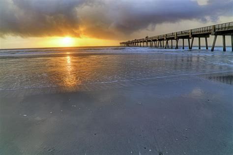 A Jacksonville Beach Sunrise Florida Ocean Pier Photograph By