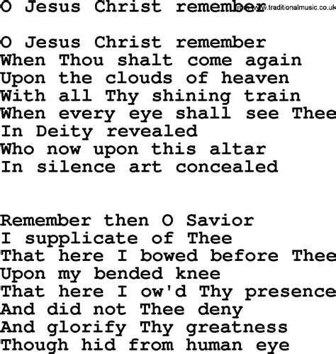 Catholic Hymns Song O Jesus Christ Remember Lyrics And Pdf