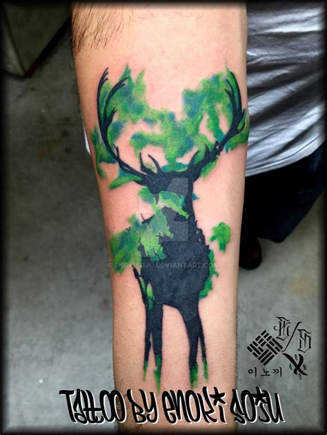 Abstract Deer Tattoo By Enoki Soju Buck Tattoo Deer Tattoo Tattoos