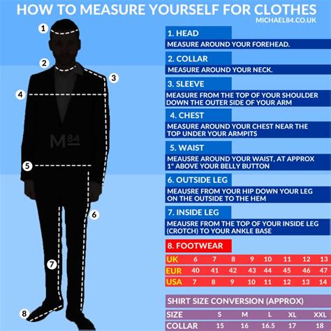 How To Measure Your Body For Clothes Mens Size Guide Michael 84