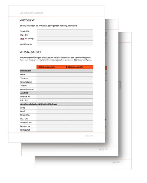 Das beliebig oft verwendbare muster für eine mieterselbstauskunft erlaubt ihnen, die daten einfach und schnell zu erheben. Mieterselbstauskunft 2020 : Vorlage als Word & PDF ...