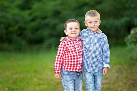 Portrait Of Two Little Boys Friends Stock Image Image Of Friendship