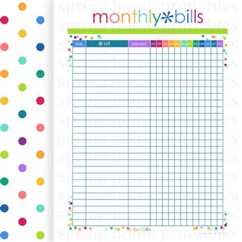 Great for jobs, homes, churches and schools, this monthly bill organizer prioritizes expenses that are due. MONTHLY BILLS Budget Planner Printable by SpringHomePrintables