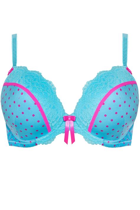 Blue And Pink Polka Dot Underwired Bra