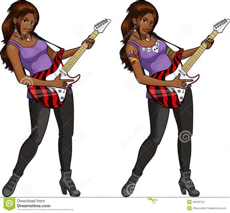 Rock Star Guitarist Indonesian Girl Stock Vector