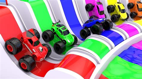 Colors For Children To Learning With Monster Cars Color Change Rainbow